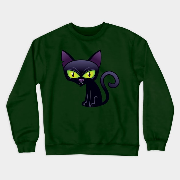 Black Cat Crewneck Sweatshirt by fizzgig